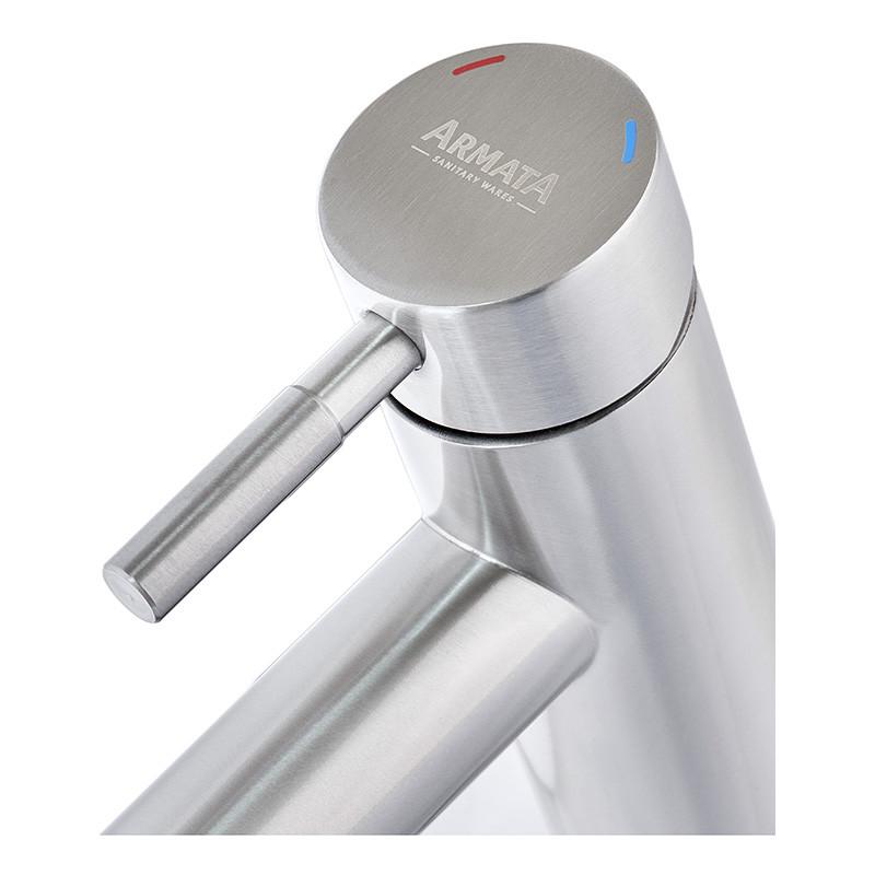 Смеситель для умывальника Armata SUS-001-A с коротким изливом Нержавеющая сталь (CH6177)
