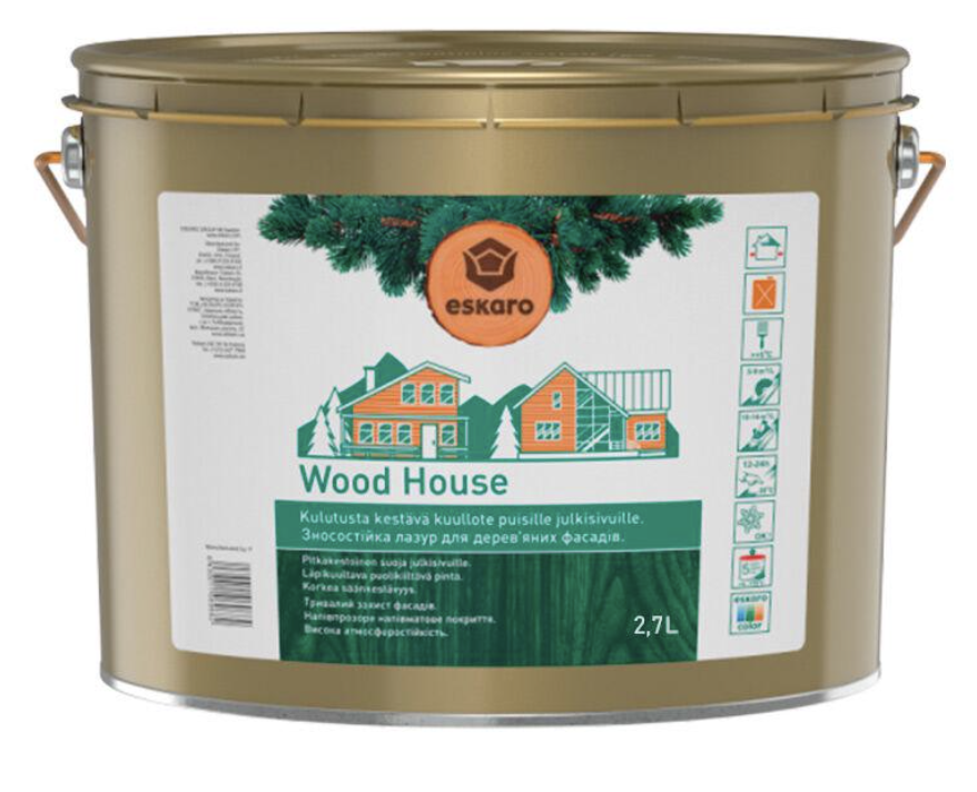 Лазурь-лак алкидный для древесины Eskaro WOOD HOUSE 2,7 л (1702167523)