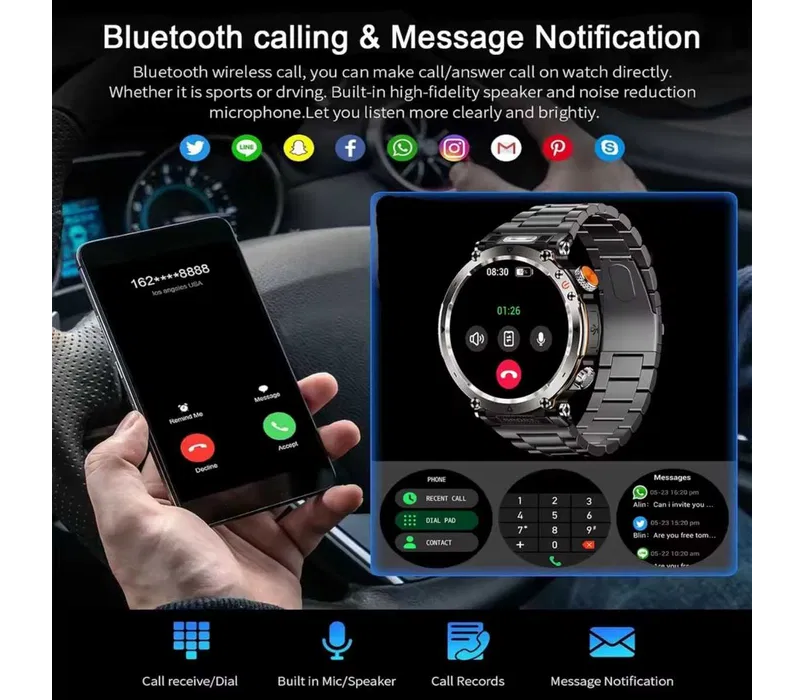 Смарт-часы 1,7'' HD IP68 с компасом/фонариком 600 мАч Зеленый (2621724237) - фото 6 Смарт-часы 1,7'' HD IP68 с компасом/фонариком 600 мАч Зеленый (2621724237) - фото 6