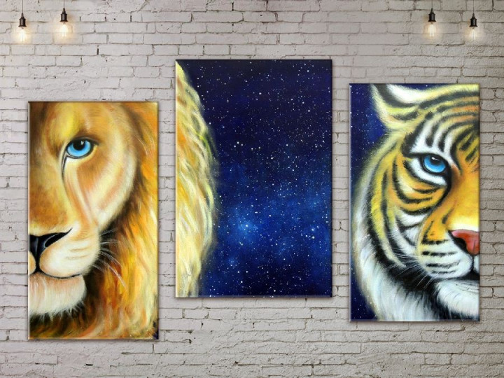 Картина модульная ArtStar Лев и тигр ADA0079 55х70 см 3 части