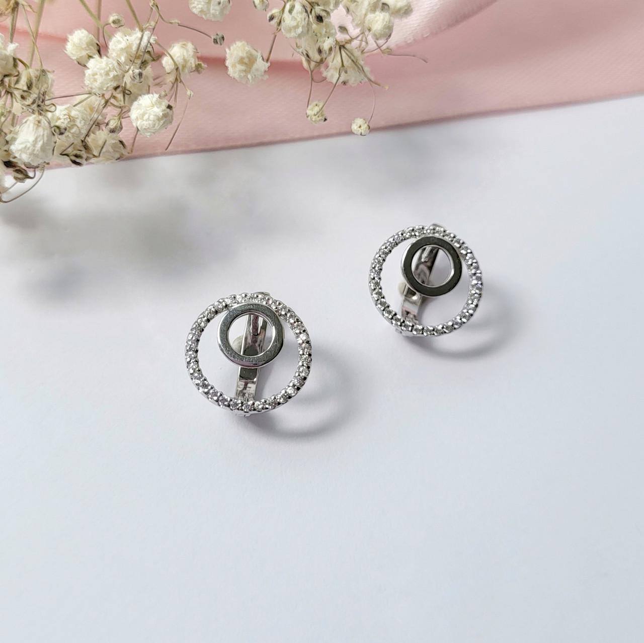 Серьги Круги в белых камнях серебро 925 пробы 2,60 г (5562р)