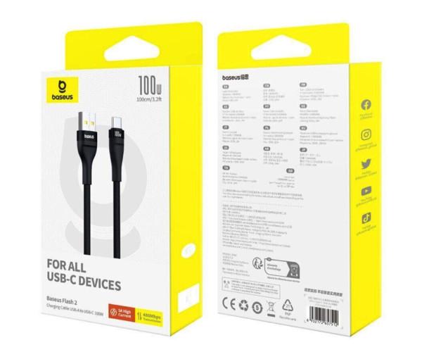 Кабель USB Data BASEUS Flash 2 USB to Type-C 100W 2 м Cluster Black - фото 2