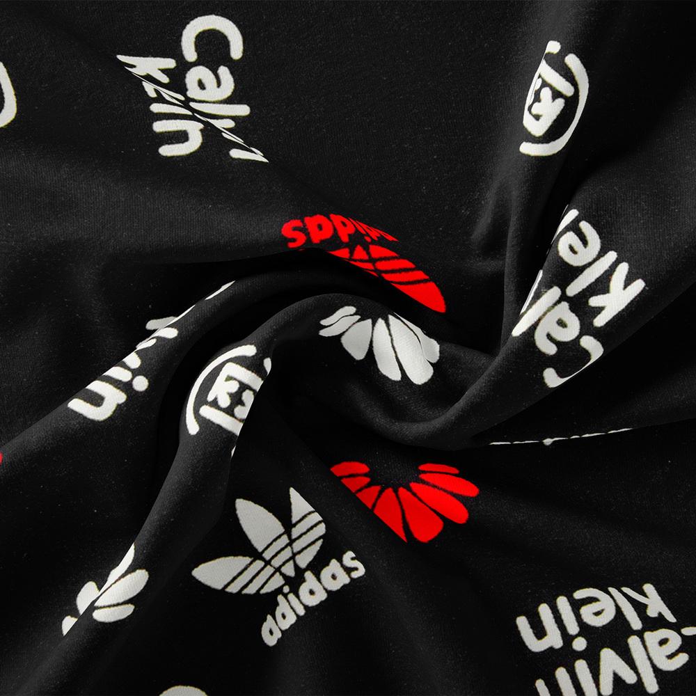 Ткань плательная вискоза штапель Бренди 115 гр/м2 Adidas червоний чорний