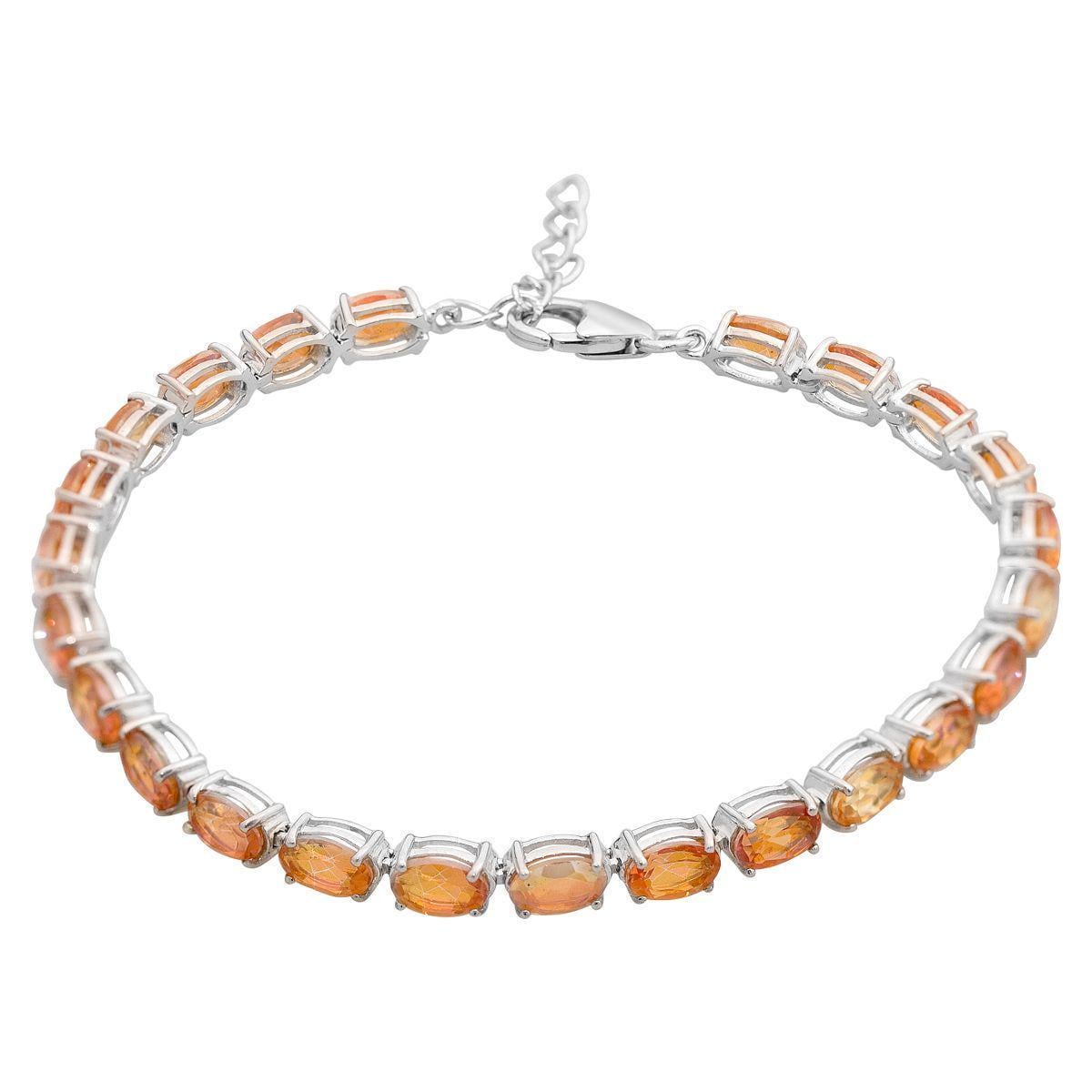 Браслет серебряный с Натуральным золотим кварцем 11,95 ct 7,68 г 17 см (2166580)