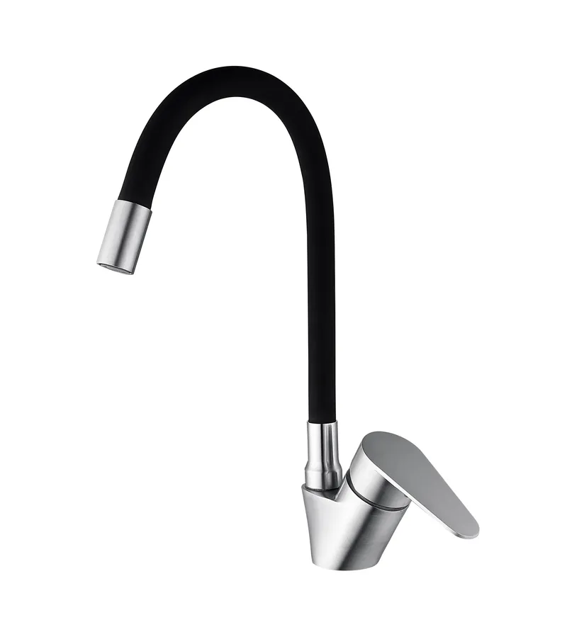 Смеситель для кухни MIXXUS NEO-011 Reflector с силиконовым изливом из нержавеющей стали Черный (MI6558)
