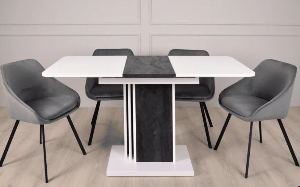 Обеденный стол раскладной SOLO B/V 110-145x68 см Белый бриллиант/Угольный камень (32809362) Обеденный стол раскладной SOLO B/V 110-145x68 см Белый бриллиант/Угольный камень (32809362)