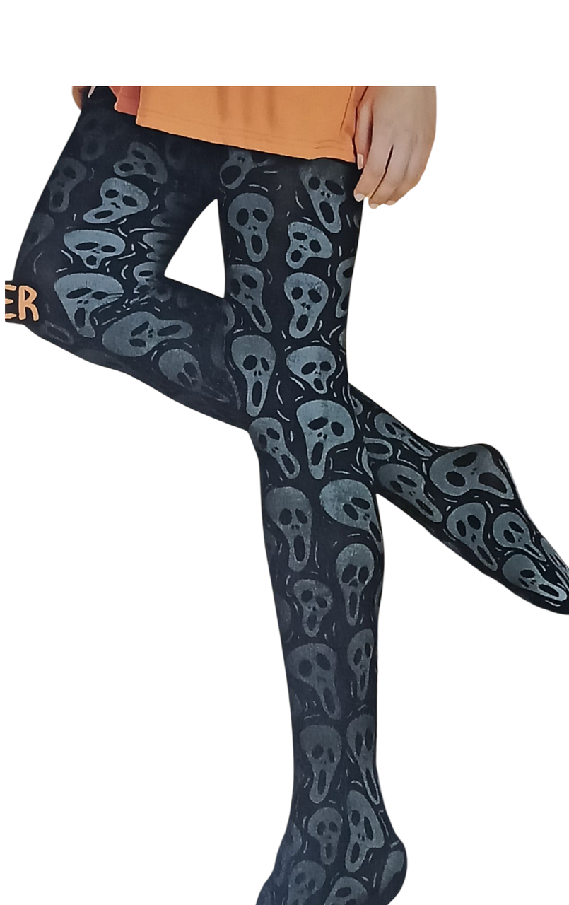 Колготки женские Черепа принт светятся в темноте на Хэллоуин 40 den М р. 42/44 Черный (L0416)