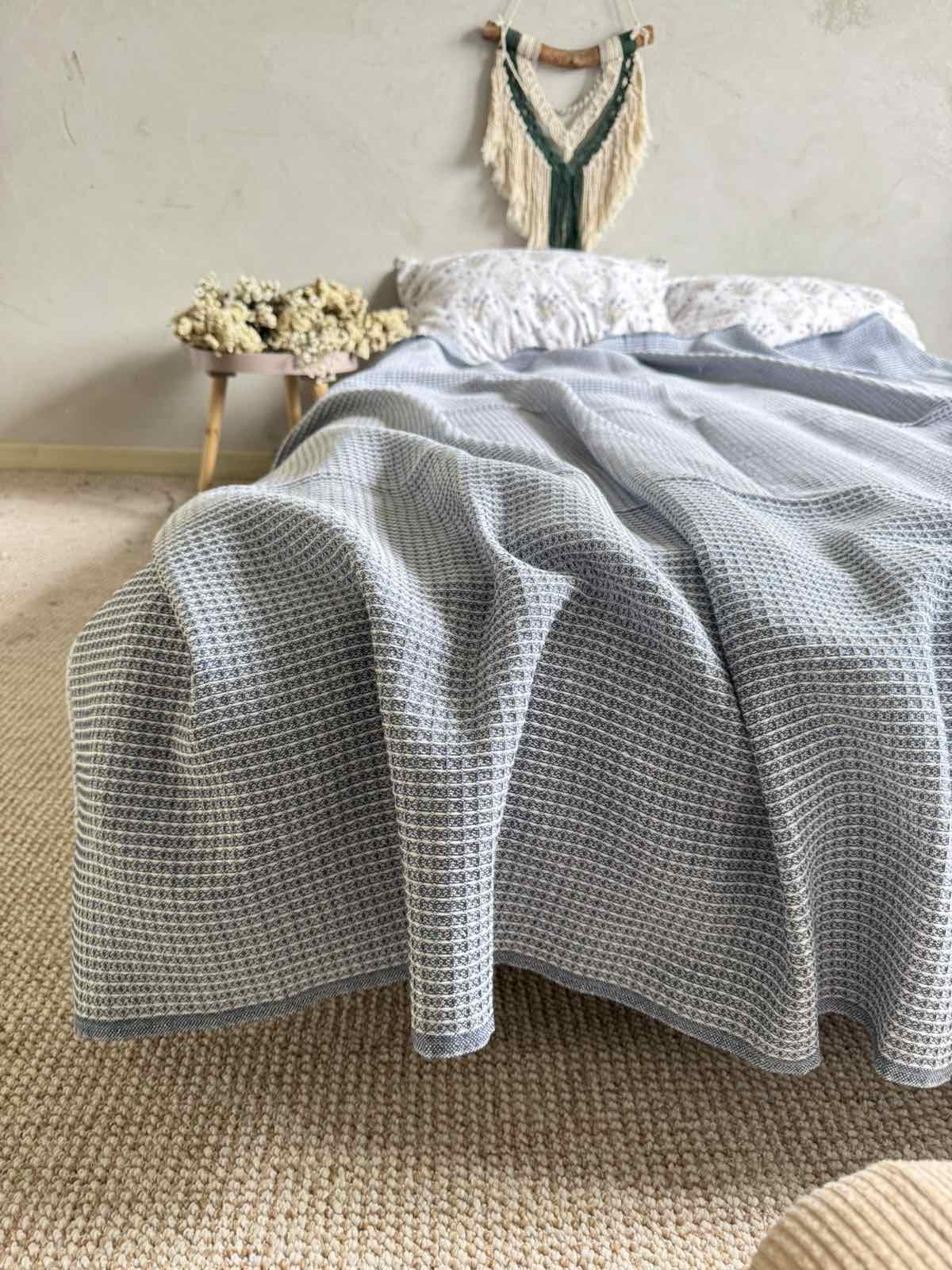 Простынь вафельная ZEINTEX хлопчатобумажная 200х220 см Синий (26417216) - фото 9 Простынь вафельная ZEINTEX хлопчатобумажная 200х220 см Синий (26417216) - фото 9