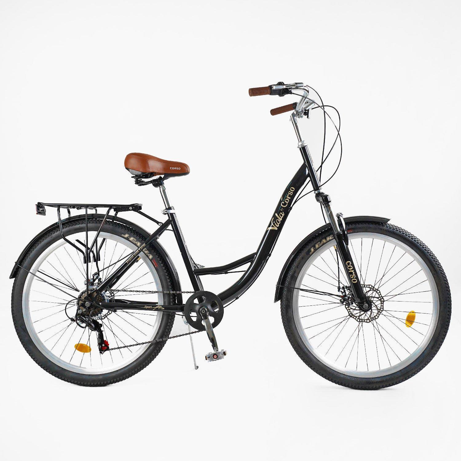 Велосипед городской Corso Viola с багажником рама 17"/26" Черный