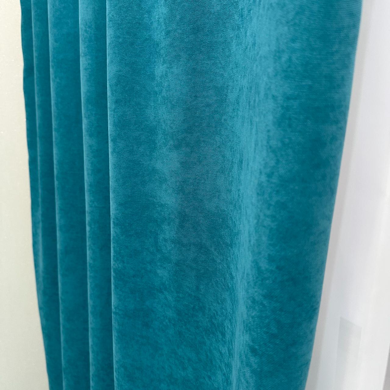 Комплект штор микровелюр 2 шт. 1,5х2,7 м готовые на шторной тесьме 6 см Бирюзовый (petek-V23) - фото 6