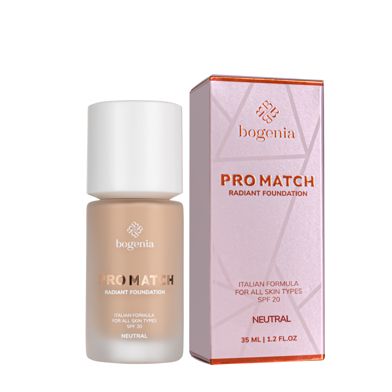 Тональний крем для обличчя Bogenia Pro Match Radiant Foundation BG609 002 neutral Натуральний