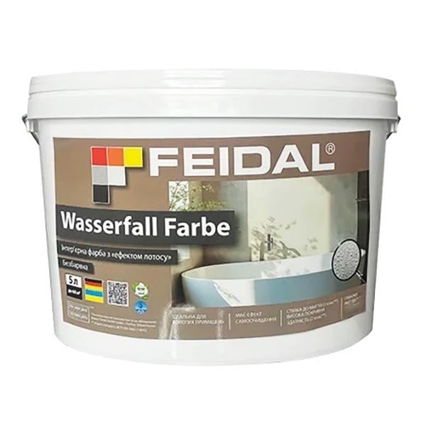 Фарба Feidal Wasserfall Farbe водовідштовхувальний ефект лотоса для інтер'єру 5 л Глибоко-матовий безбарвний