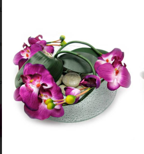 Квітка орхідеї на скляній підставці d-26 см (18779)