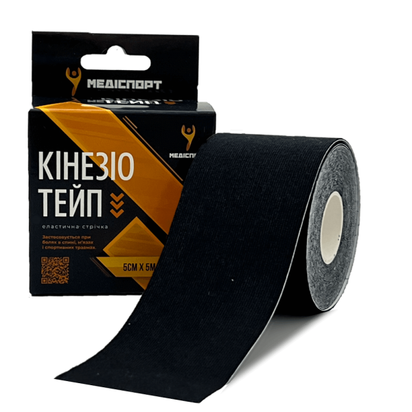 Кінезио тейп Медіспорт 5 см х 5 м Черный (MK5-bl)