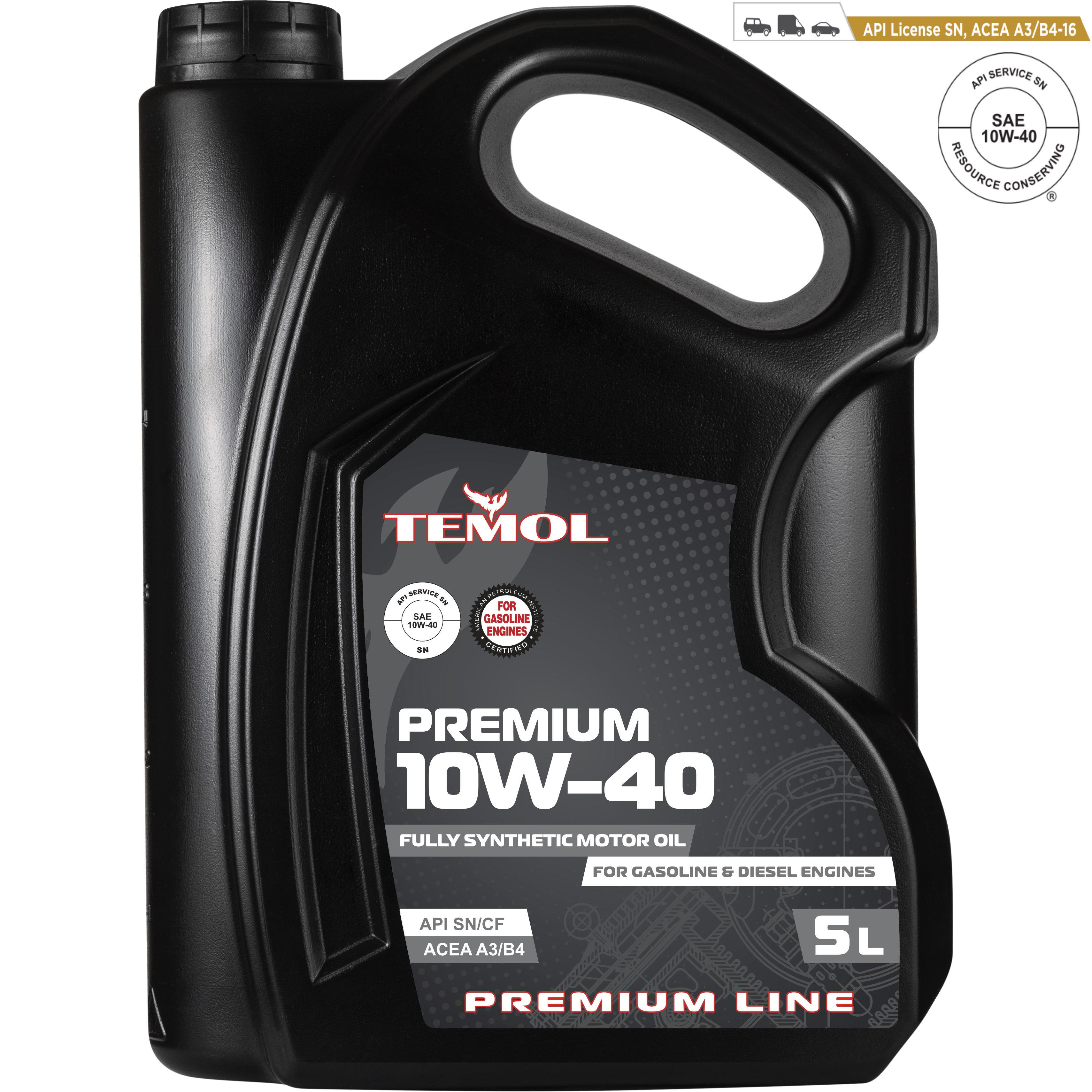 Моторне мастило для бензинових та дизельних двигунів Temol Premium 10W-40 SN/CF/SM 5 л - фото 2