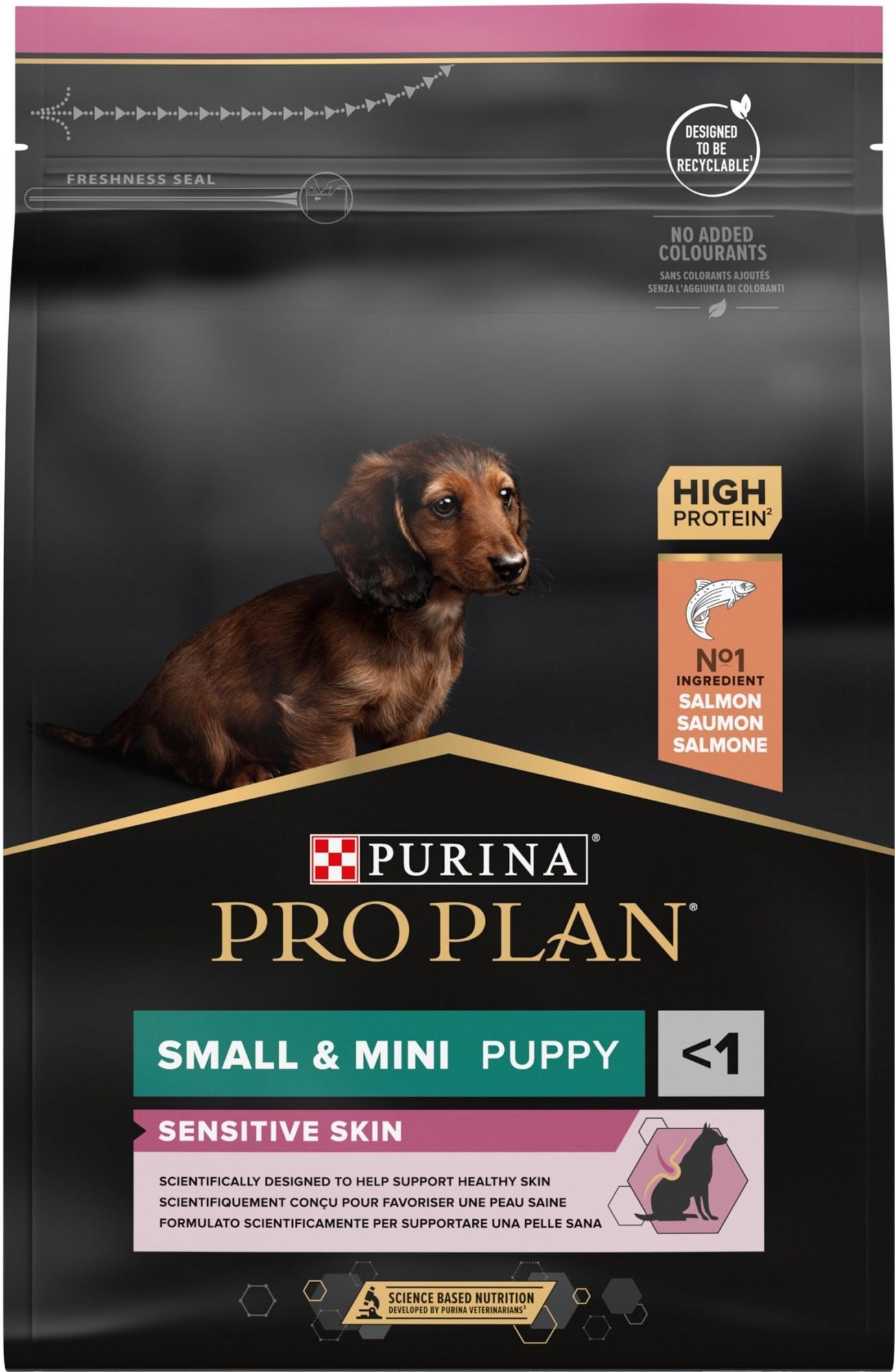 Сухой корм для щенков мелких пород с чувствительной кожей Purina Pro Plan Small&Mini Puppy Sensitive с лососем 3 кг (7613035123809)