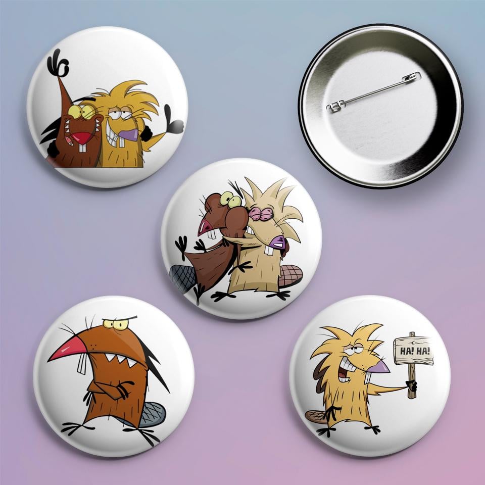 Значки на рюкзак с принтом Angry Beavers 4 шт. Значки на рюкзак с принтом Angry Beavers 4 шт.