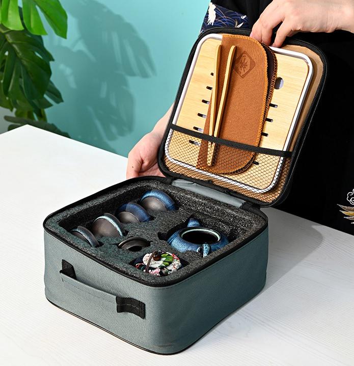 Набор для чайной церемонии дорожный Небесный Глаз на 4 персоны с чабанью 10 предметов Синий (26198872) - фото 3