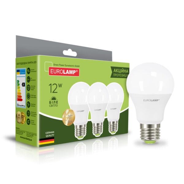 Промо-набор Eurolamp LED лампы A60-12W-E27-4000K "2+1" (MLP-LED-A60-12274(3))