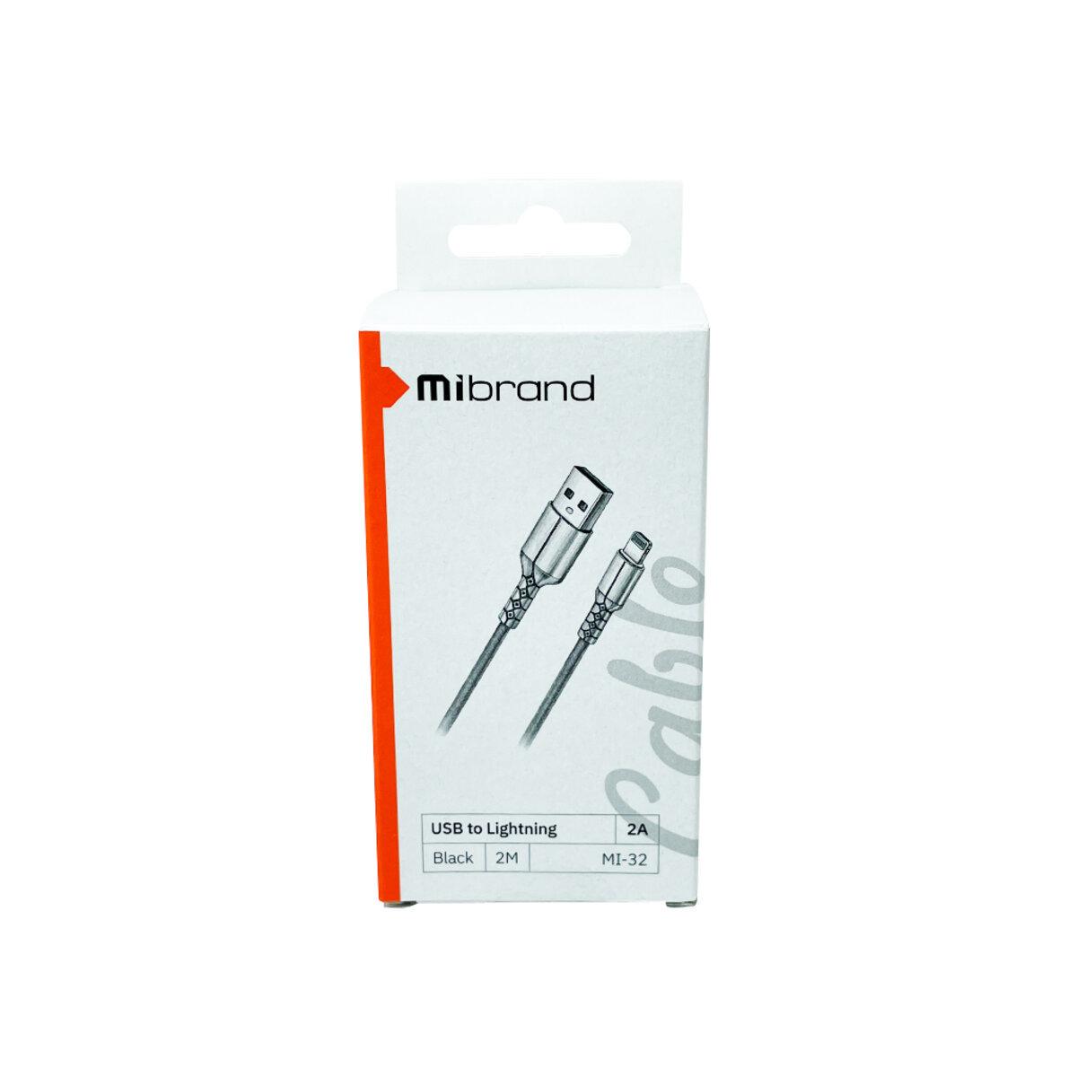 Кабель Mibrand MI-32 Nylon Charging Line USB для Lightning 2A 2 м Black (MIDC/322LB) - фото 2