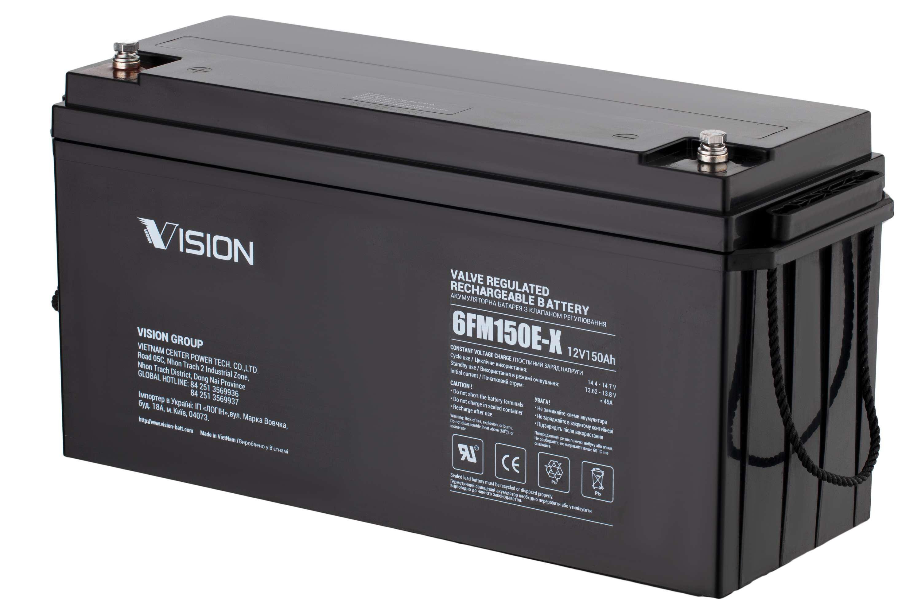 Акумуляторна батарея Vision FM 12V 150 Ah AGM для систем безперебійного живлення (6FM150E-X) - фото 1