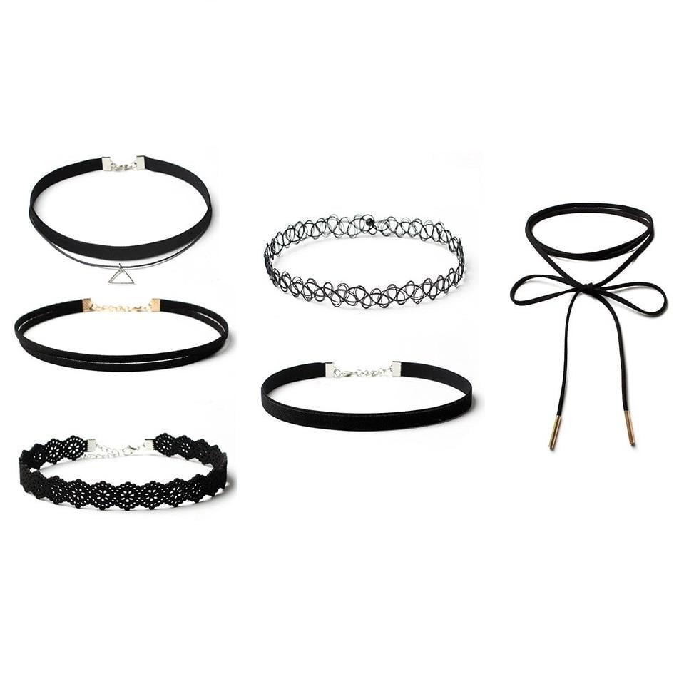 Набор чокеров для девочек для клуба/свидание/креативного стиля 6 шт. Черный