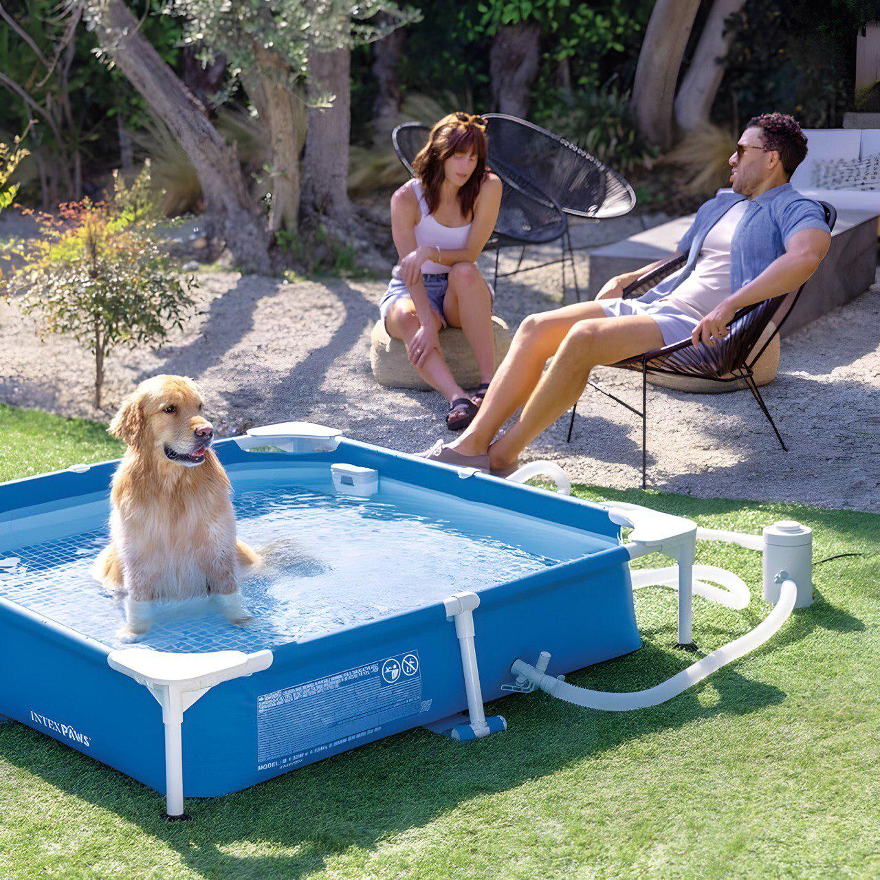 Басейн для домашніх тварин Intex 48402 152х152х30,5 см з металевим каркасом/скімером і диспенсером - фото 5 Басейн для домашніх тварин Intex 48402 152х152х30,5 см з металевим каркасом/скімером і диспенсером - фото 5
