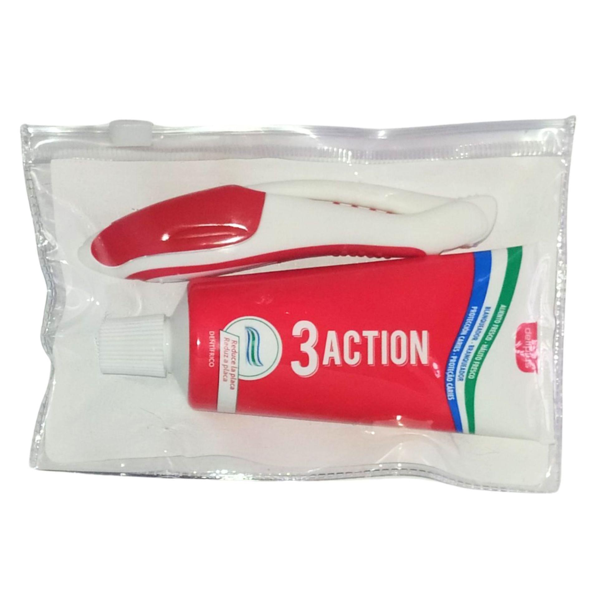 Набор дорожный складная зубная щетка/зубная паста 3 Action Deliplus в чехле 50 мл