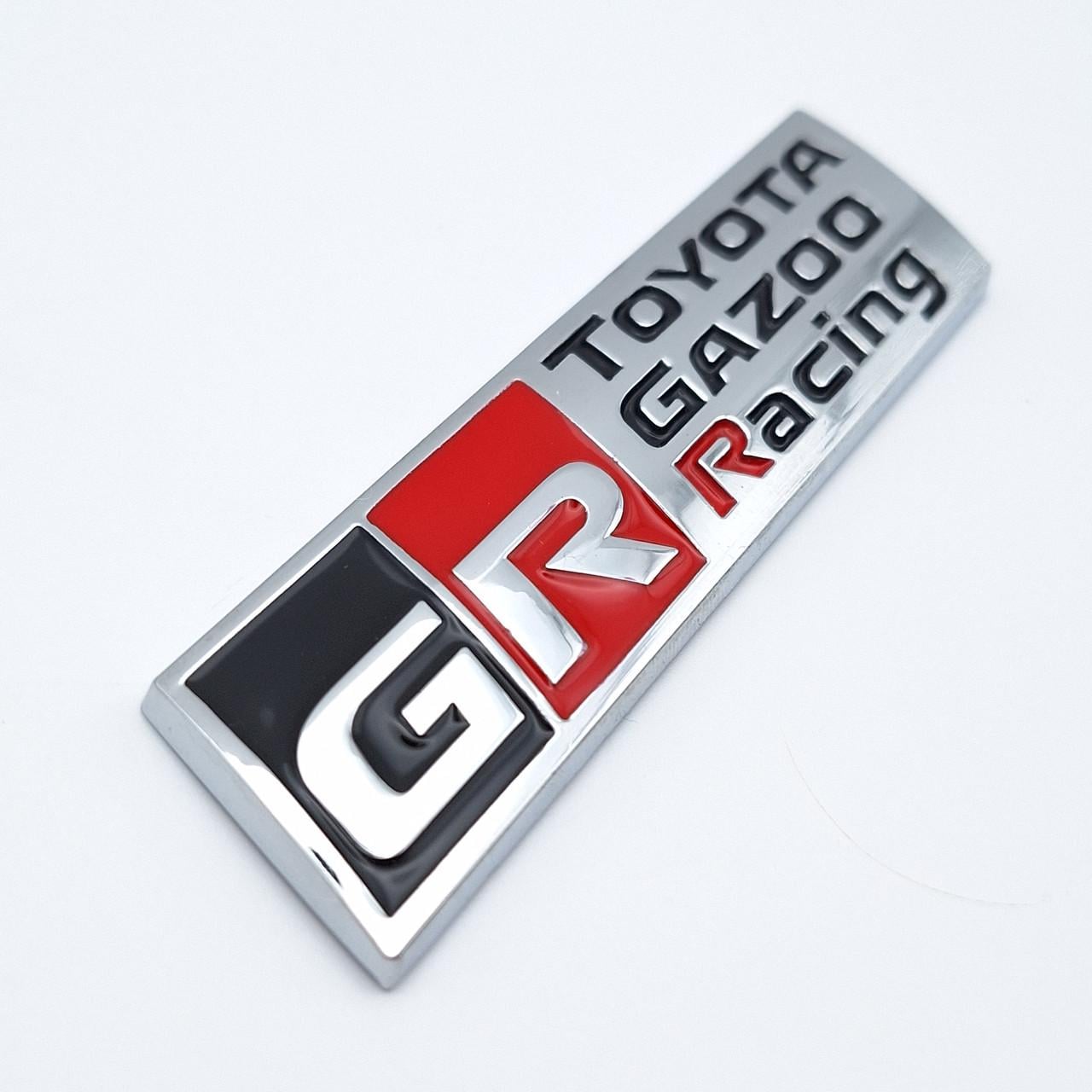 Емблема плашка GR Toyota Gazoo Racing метал 9х2,3 см Хром глянцевий (2458437694)