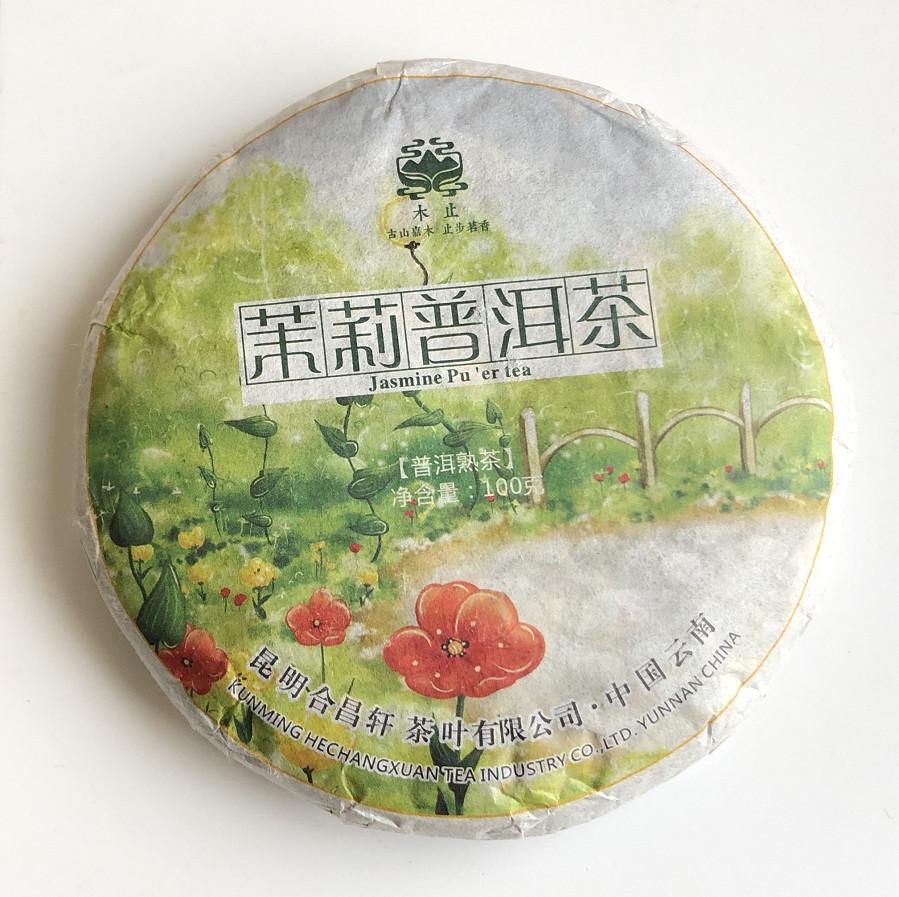 Чай Шу пуэр Бин Ча с жасмином блин 100 г Чай Шу пуэр Бин Ча с жасмином блин 100 г