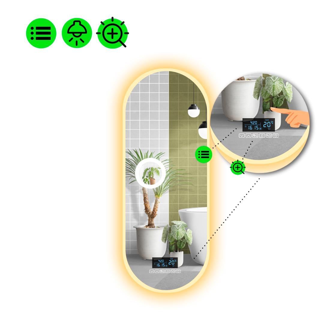 Зеркало с LED подсветкой Portale 3 с Smart-блоком 160x60 см (8995239) Зеркало с LED подсветкой Portale 3 с Smart-блоком 160x60 см (8995239)