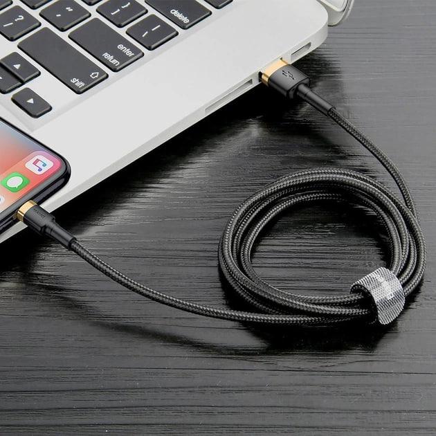 Кабель для быстрой зарядки BASEUS Cafule Cable USB to Lightning 2,4 A 1 м Black/Gold (CALKLF-BV1) - фото 10 Кабель для быстрой зарядки BASEUS Cafule Cable USB to Lightning 2,4 A 1 м Black/Gold (CALKLF-BV1) - фото 10