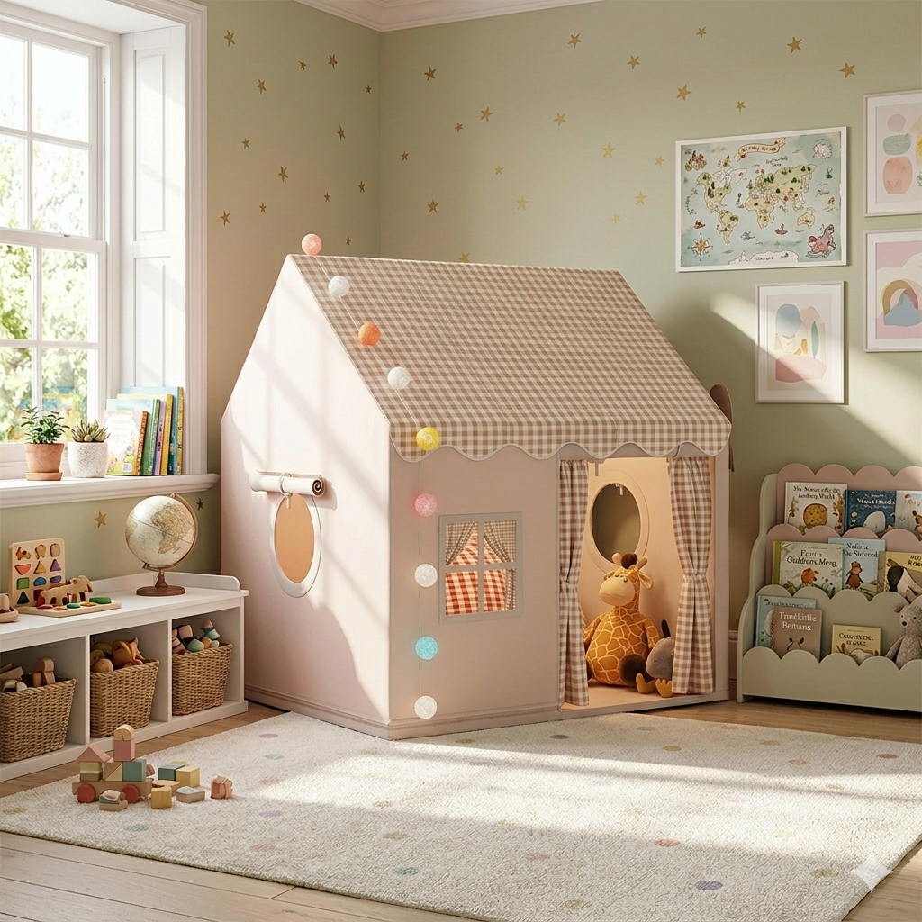 Домик детский игровой 130x100x120 см Бежевый (0015)