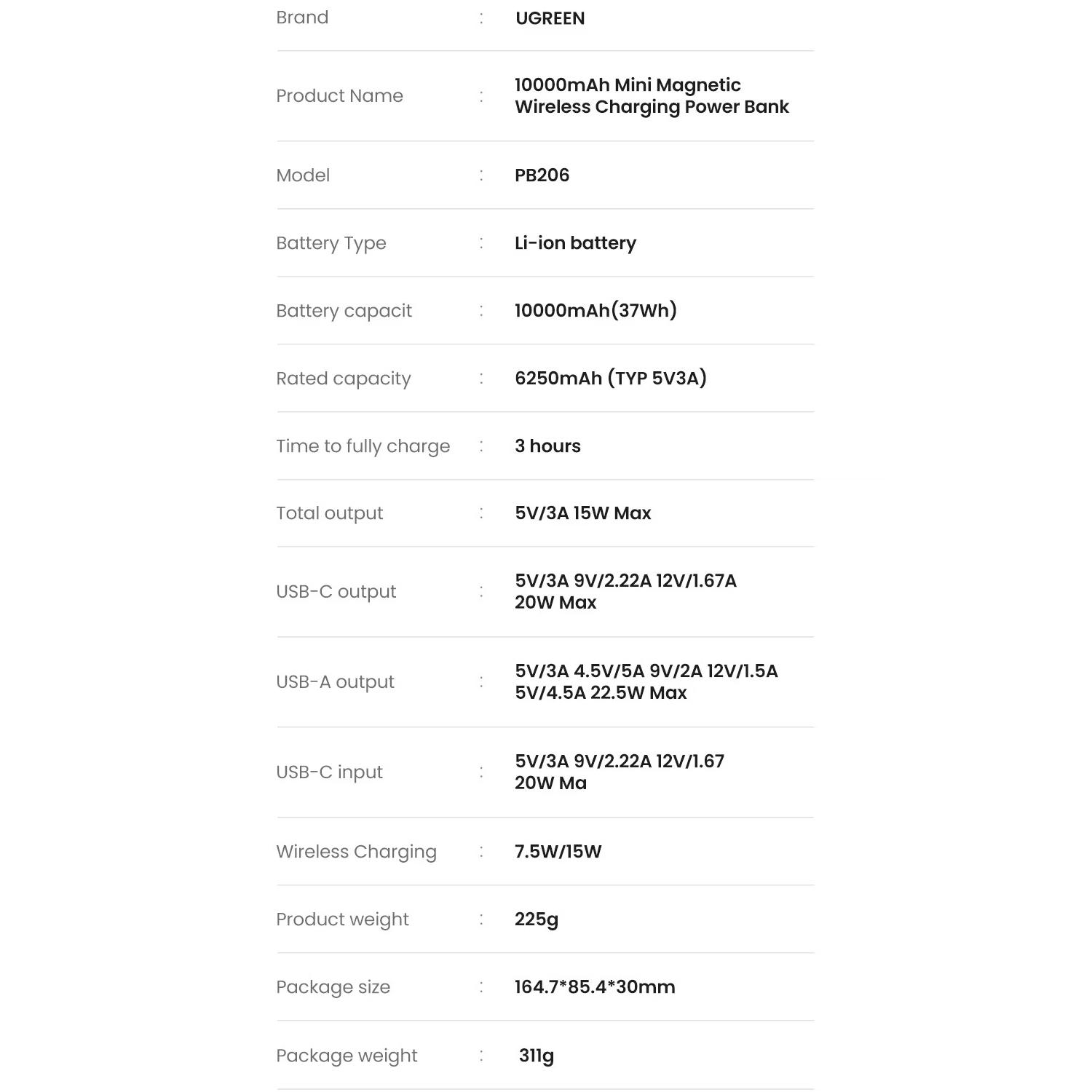 Аккумулятор внешний с MagSafe UGREEN PB206 10000mAh Magnetic Wireless With Holder Gray (15086) - фото 9 Аккумулятор внешний с MagSafe UGREEN PB206 10000mAh Magnetic Wireless With Holder Gray (15086) - фото 9