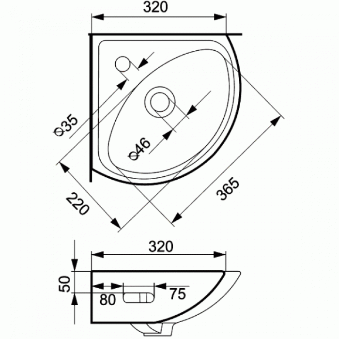 Умывальник подвесной Cersanit SIGMA K11-0013 365x320x160 мм Белый (76188) - фото 2