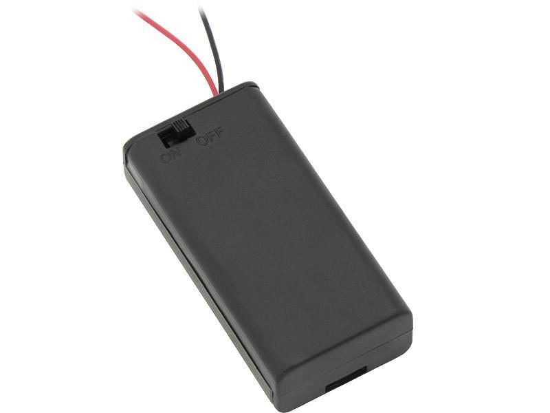 Держатель для 2 батареек типа АА закрытый с кнопкой плоский (2664)