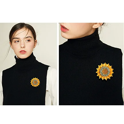 Брошь Подсолнух Золотисто-серебристый (C01145) - фото 2 Брошь Подсолнух Золотисто-серебристый (C01145) - фото 2