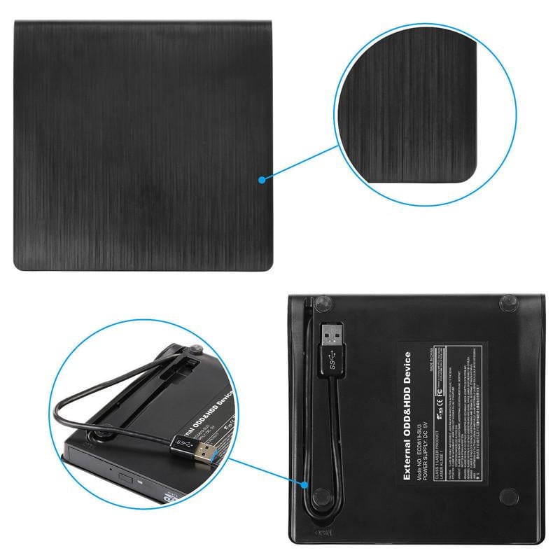 Оптический привод внешний U&P WAZ-DC1 DVD-RW USB 3.0 Black (WAZ-DC1-BK) - фото 4 Оптический привод внешний U&P WAZ-DC1 DVD-RW USB 3.0 Black (WAZ-DC1-BK) - фото 4