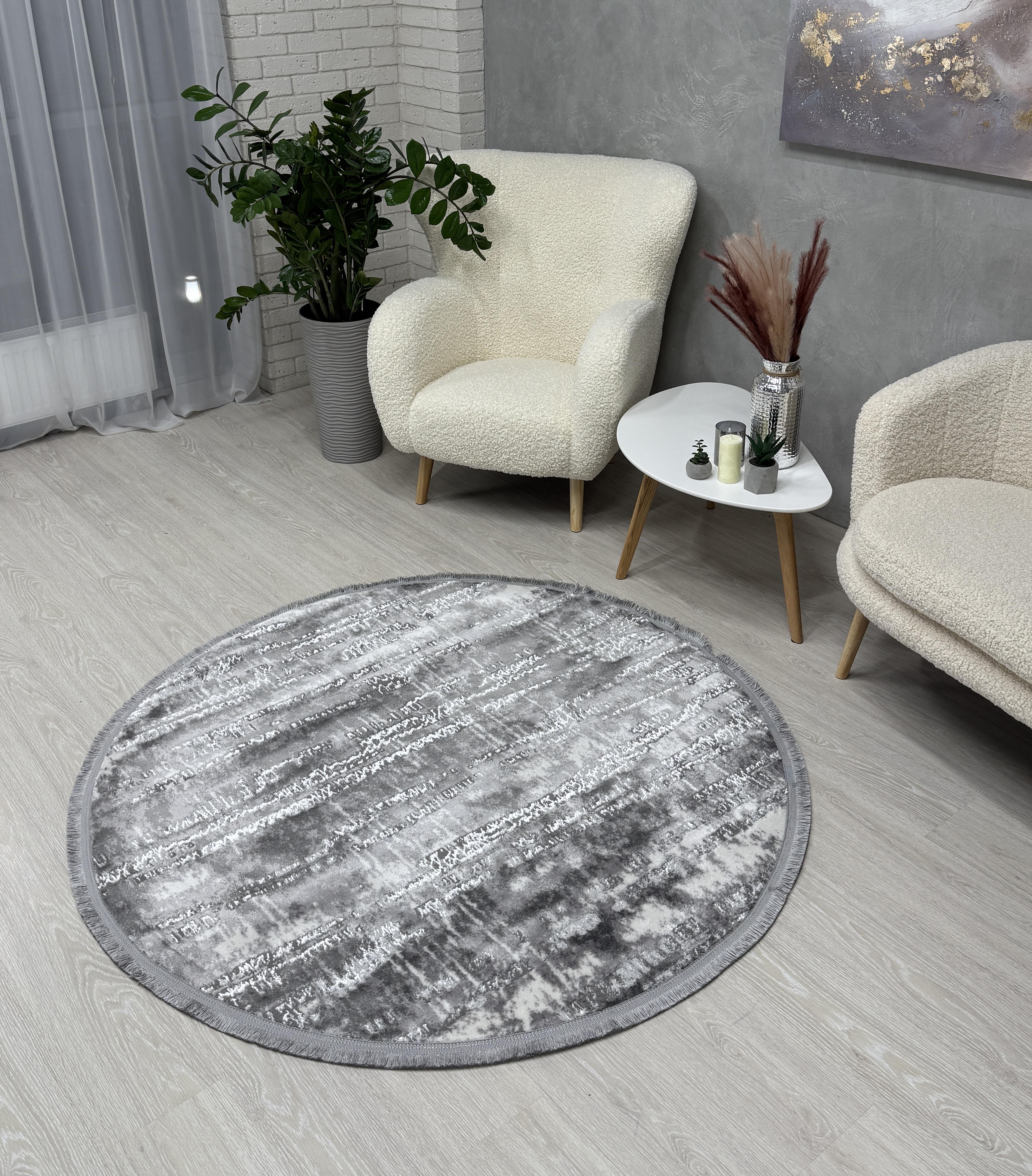 Килим Mars з невисоким ворсом 250x250 см коло Сірий (2701BKG/AGS9)