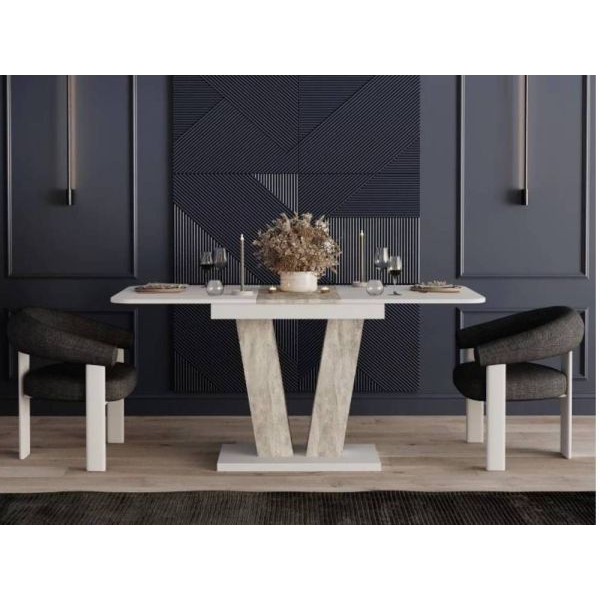 Обеденный стол раскладной ART IN HEAD Vendi ЛДСП 80х140/40 см Ателье светлый/белый бриллиант (TB25010400000) - фото 3 Обеденный стол раскладной ART IN HEAD Vendi ЛДСП 80х140/40 см Ателье светлый/белый бриллиант (TB25010400000) - фото 3