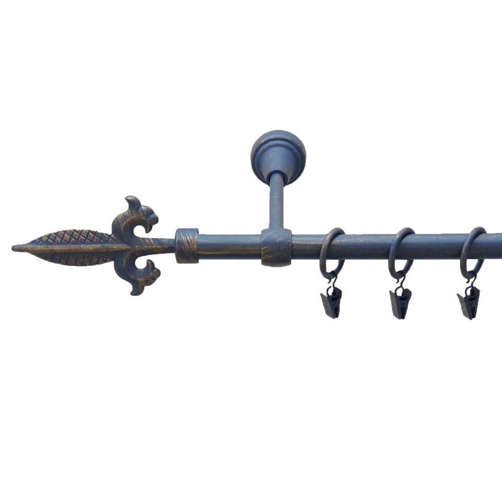 Карниз Orvit Генуя металевий однорядний литий гладка труба кільце з жабкою 16 мм 300 см Золота блакить (4765577)