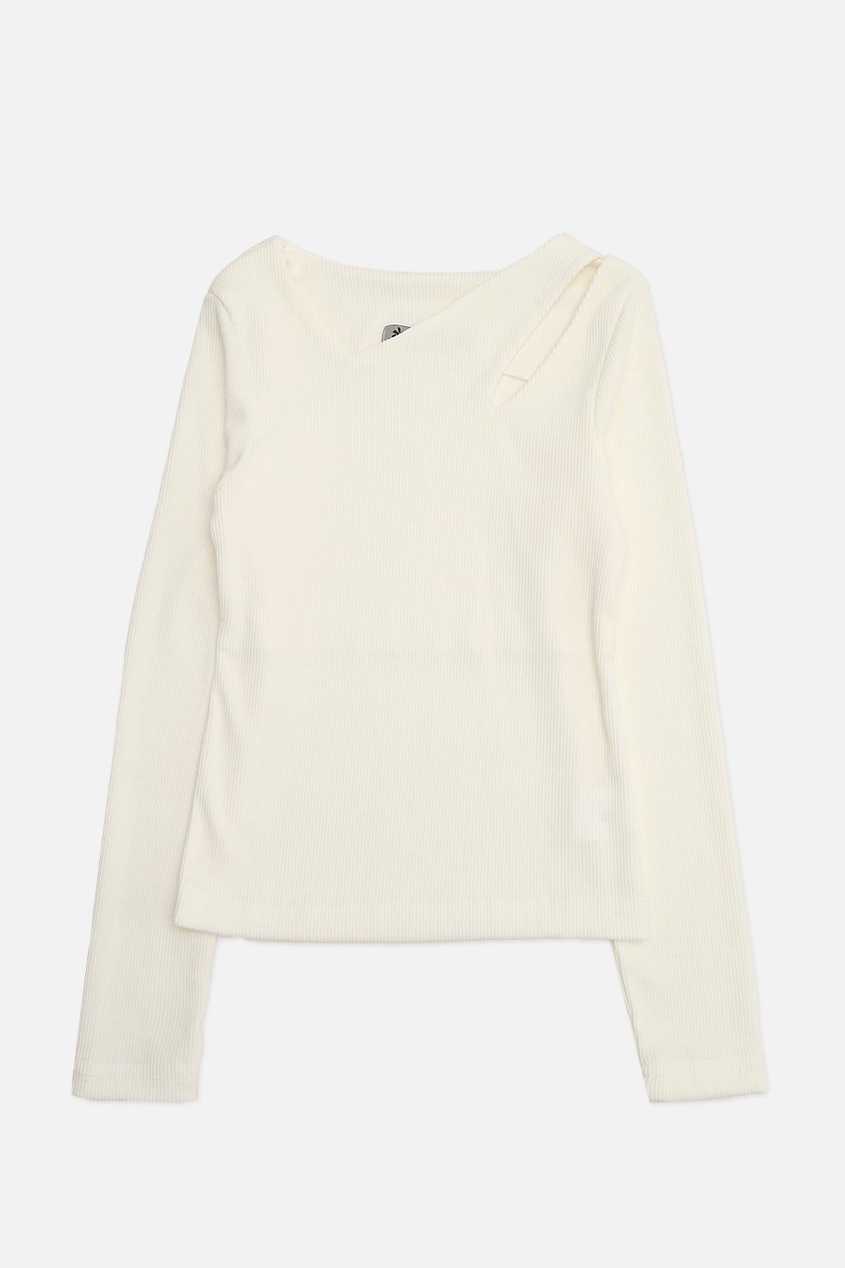 Футболка с длинным рукавом для девочки ЦБ-00272187 146 см Молочный (28576169)