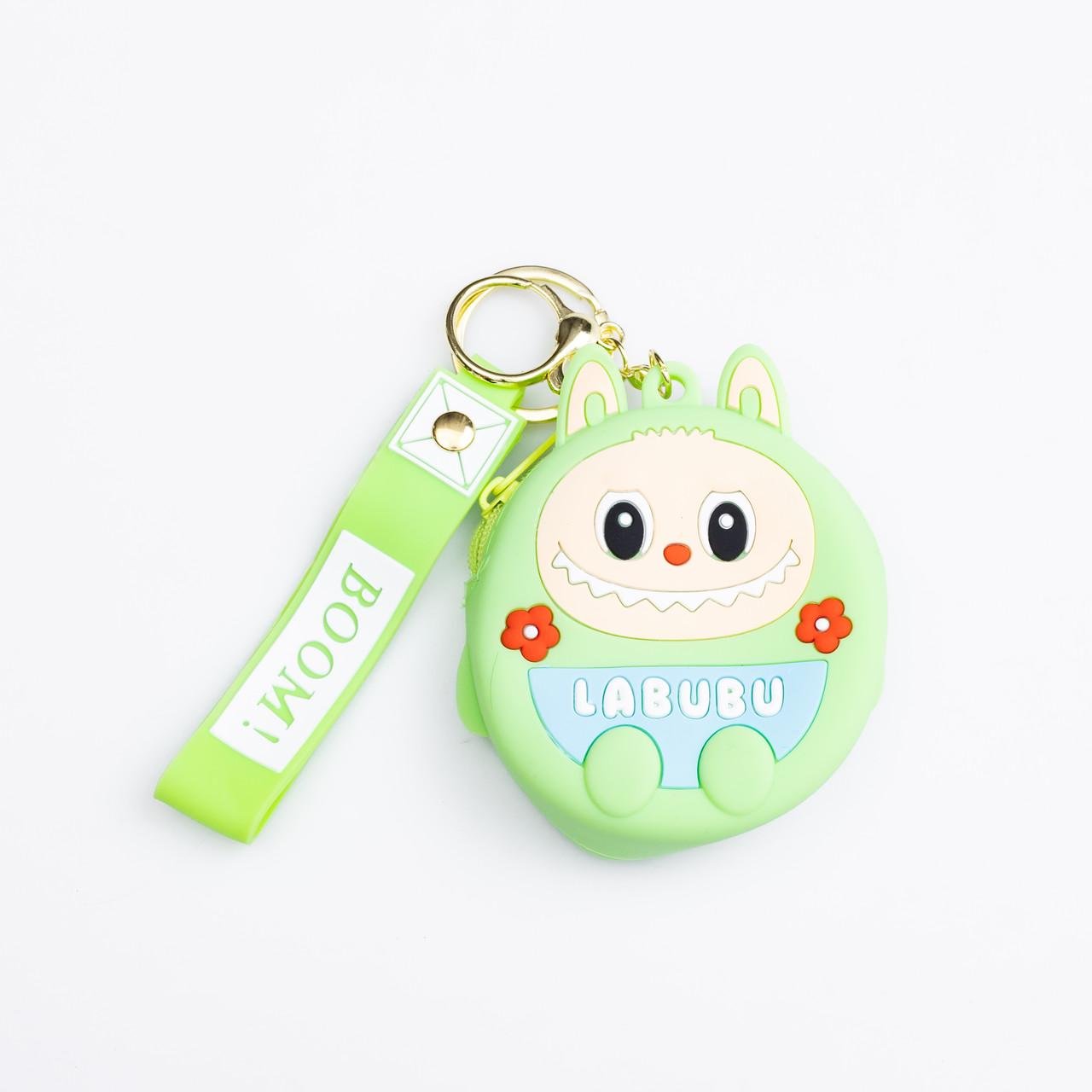 Кошелек-брелок Лабубу силиконовый на молнии 7,5х7х2,5 см Зеленый (HP-55-15GR)