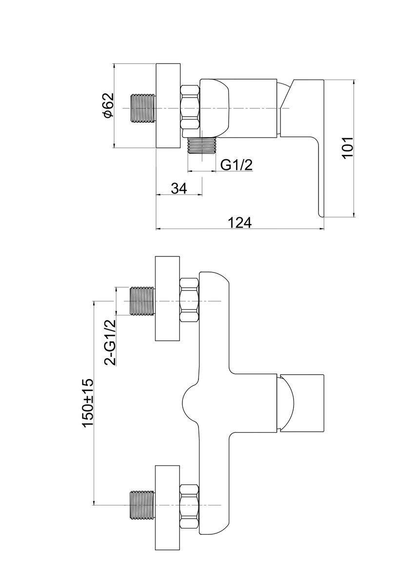 Змішувач для душу Perla Elis одноважільний латунь (PSH505) - фото 2 Змішувач для душу Perla Elis одноважільний латунь (PSH505) - фото 2