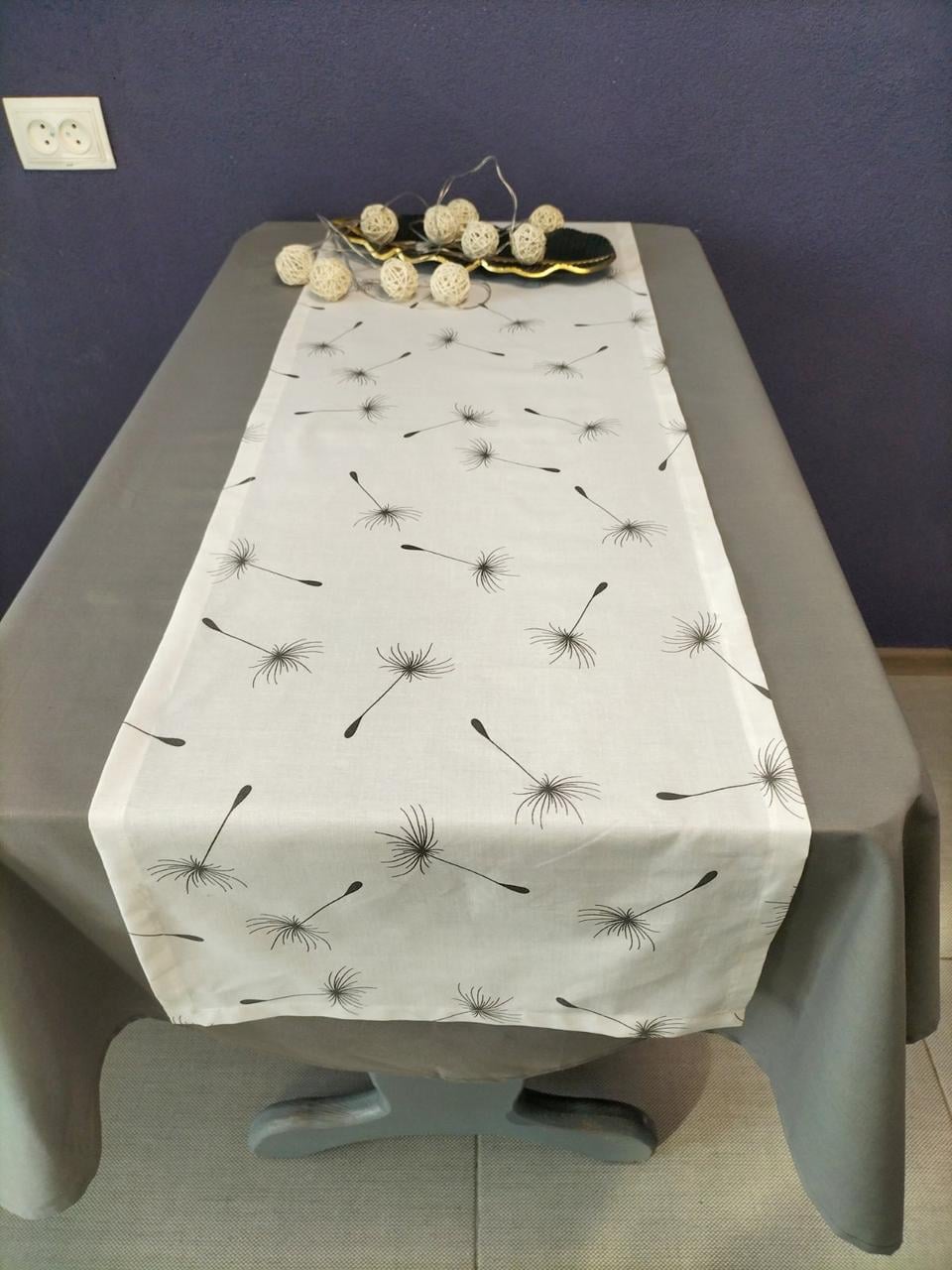 Ранер на стол с одуванчиками 40x140 см Белый (СК012)