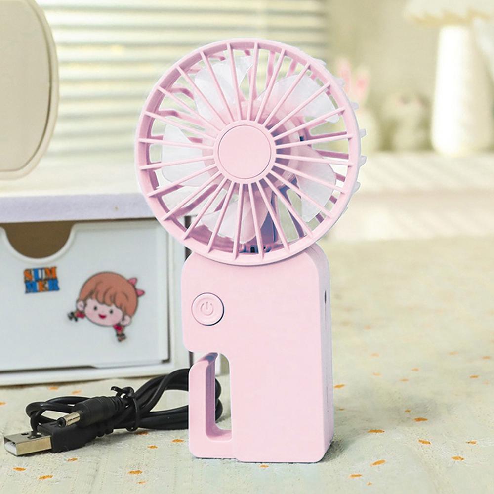 Портативный вентилятор с крючком на аккумуляторе и USB Розовый