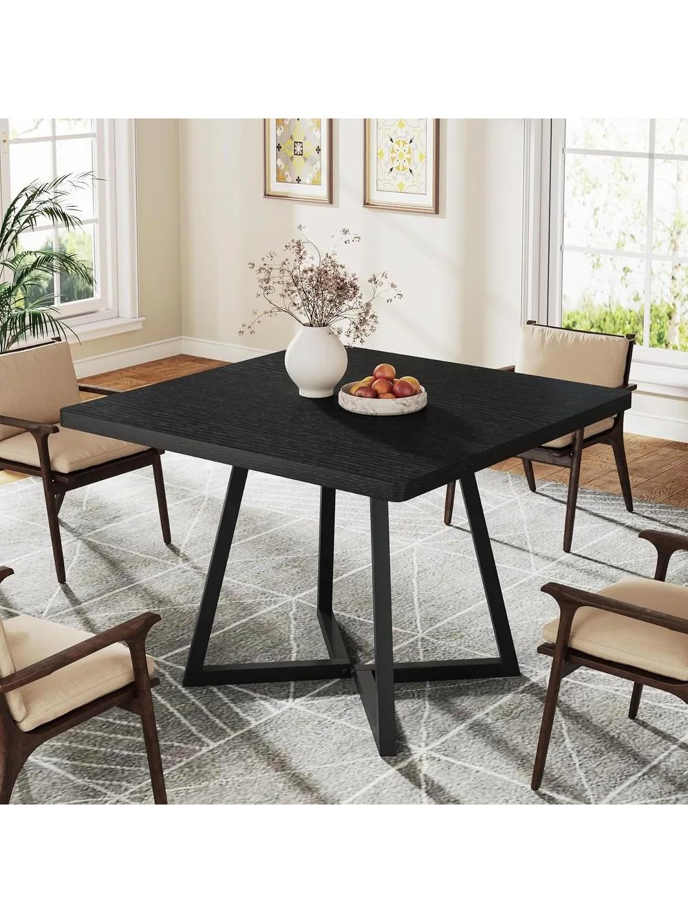 Кобедный стол квадратный MSM на 4 персоны Черный (a133-1)