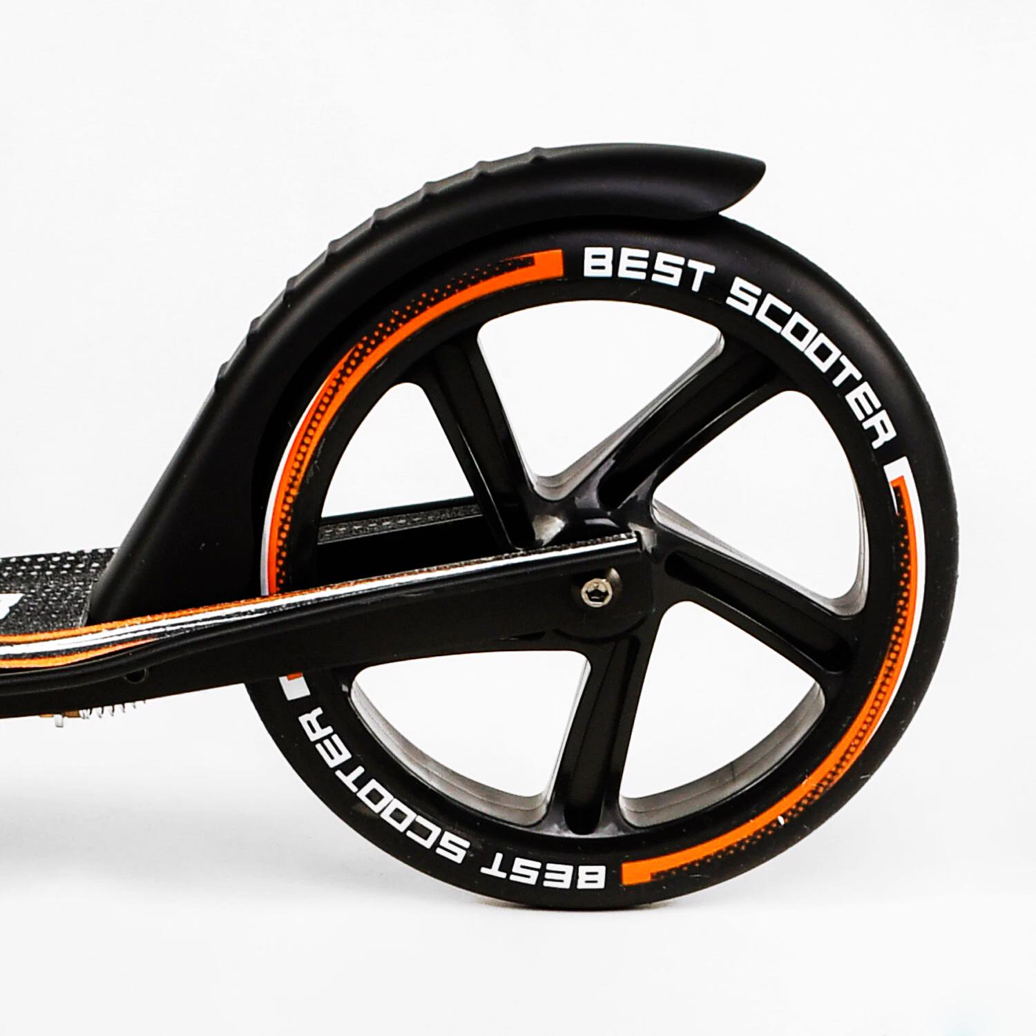 Самокат двоколісний складаний Best Scooter ліхтар/амортизатор Black/Orange (113216) - фото 5