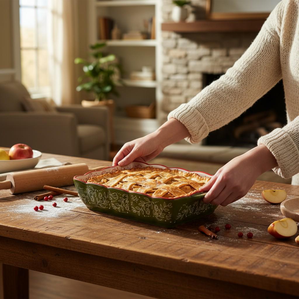 Форма порцелянова для запікання в духовці прямокутна Vintage з ручками 1,3 л 24,5х17х5 см Зелений (HM05-10) - фото 3