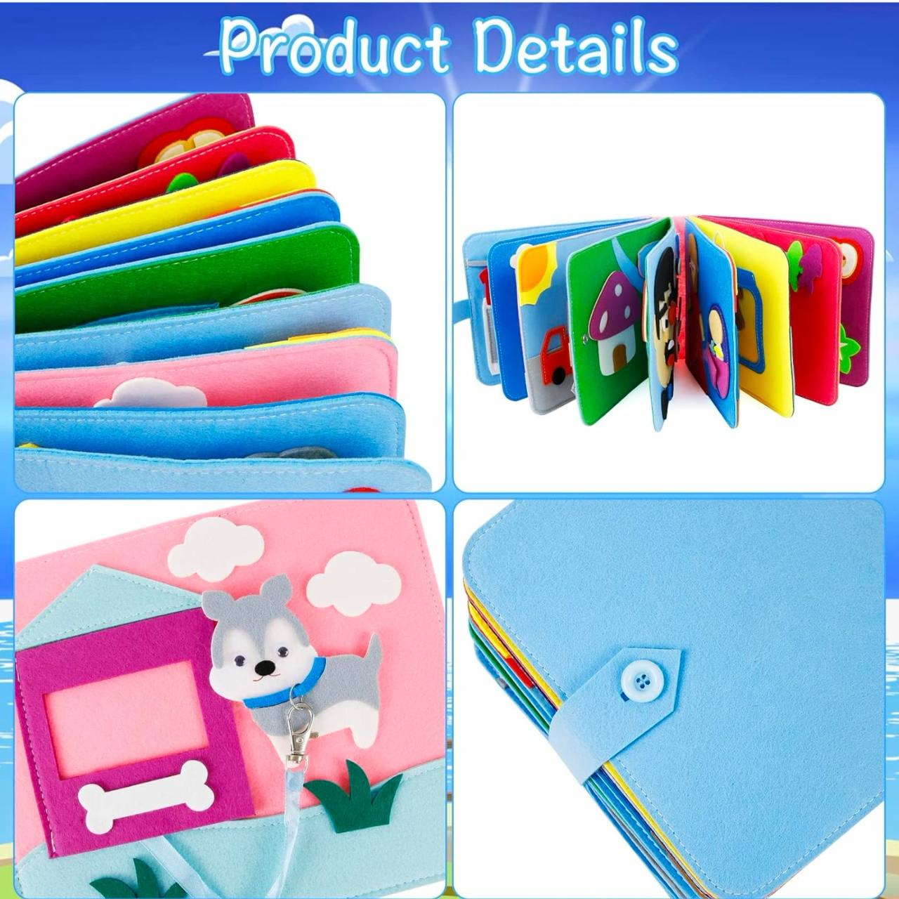 Книга на липучках Fun Game 432-21 фетр цифри та зображення/ремінці/віконця/прищіпки/люстерко (2472411561) - фото 7 Книга на липучках Fun Game 432-21 фетр цифри та зображення/ремінці/віконця/прищіпки/люстерко (2472411561) - фото 7